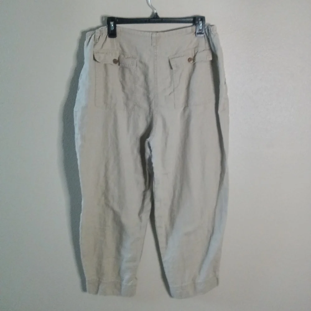 🦋 Vintage Orvis Linen Capri Pants Beige Plus Size 18